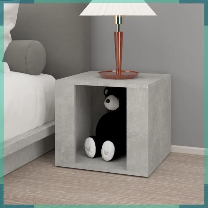 Table de chevet - 816548 - Gris béton - Bois dingénierie - 41x40x36 cm