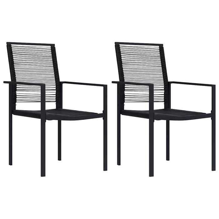 Noir Chaises de jardin lot de 2 Rotin PVC Noir - Siège de balcon LV61874