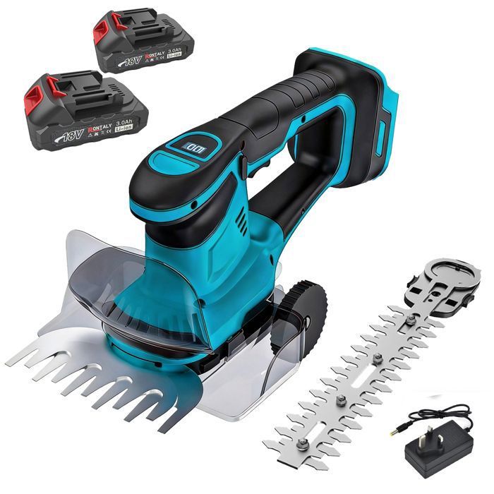 Taille-haie et cisaille à gazon - 2-en-1 - Lames 13/33 cm - 2 batteries + chargeur - Sans fil