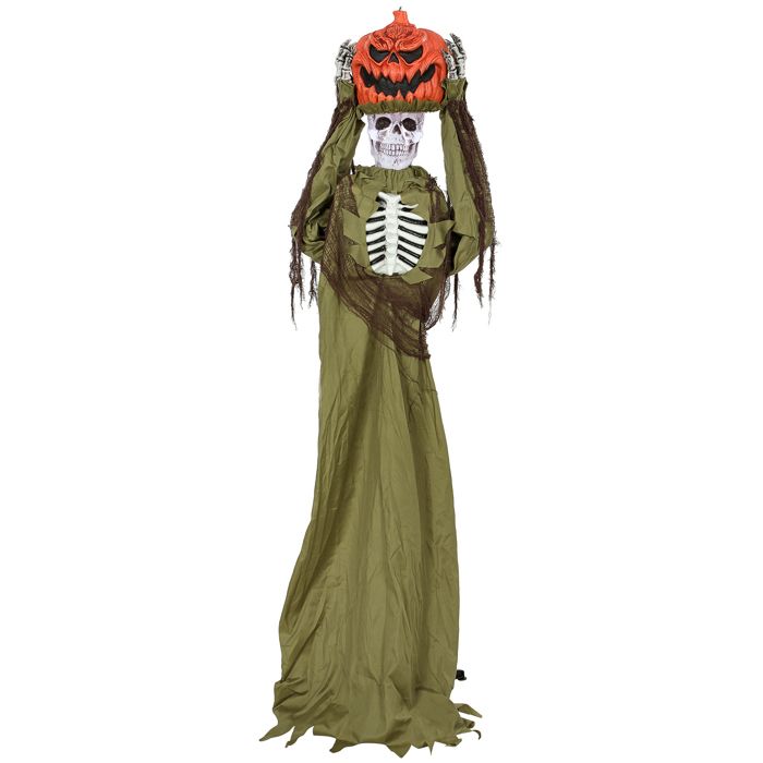 Décoration Halloween Squelette Citrouille Animé 173 cm