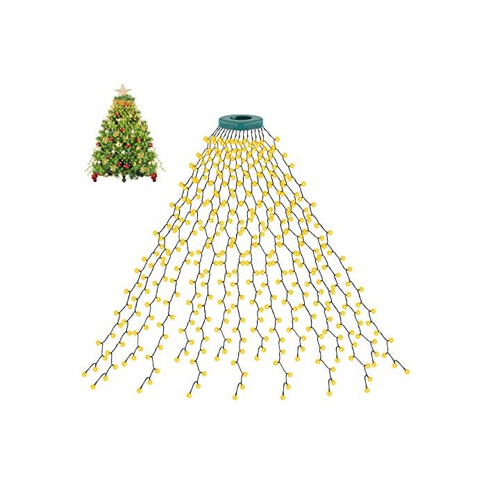 Guirlande lumineuse de sapin de Noël de 3 m avec anneau et 592 LED - 16 guirlandes - Prise 8 modes - Étanche IP44 - Minuterie