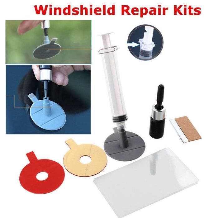 Outil de réparation de pare-brise professionnel Kit de réparation de pare- brise de fenêtre de voiture Kit de réparation de pare-brise sans peinture  Chip Crack Auto Glass (Blanc)
