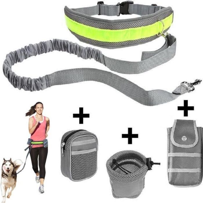 Comparer les prix de Laisse pour Chien - Nylon - Mains-libres - Ceinture Ventrale - Gris - 144 cm