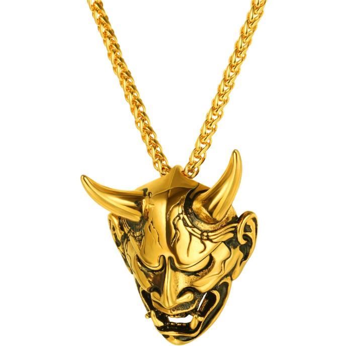 U7 Collier Homme Plaqué Or Jaune 18K Pendentif Diable avec Corne et Chaîne  Maille Spiga Offerte (Doré) Doré - Achat / Vente sautoir et collier U7 Collier  Homme Plaqué Or Homme Adulte Jaune 