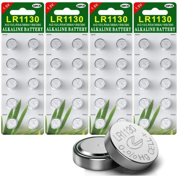 Lot De 80 Piles Bouton LR1130 / AG10 1,5V - Équivalent LR54, 389, 189 - Pour Montres, Calculatrices...