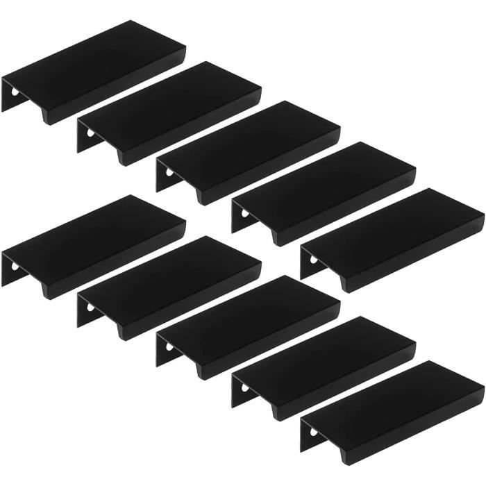 GZcaiyun 10 PCS Poignée Meuble Cuisine, 120 Mm Poignée Invisible Noir Alliage D'Alm, Pour Meuble