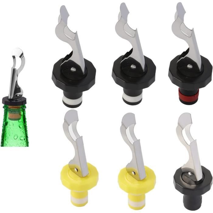 Bouchons De Vin 6 Pièces - Liège Synthétique, Étanche, Réutilisable - Pour Garder Le Vin Frais - Noir 2.3x6.4cm