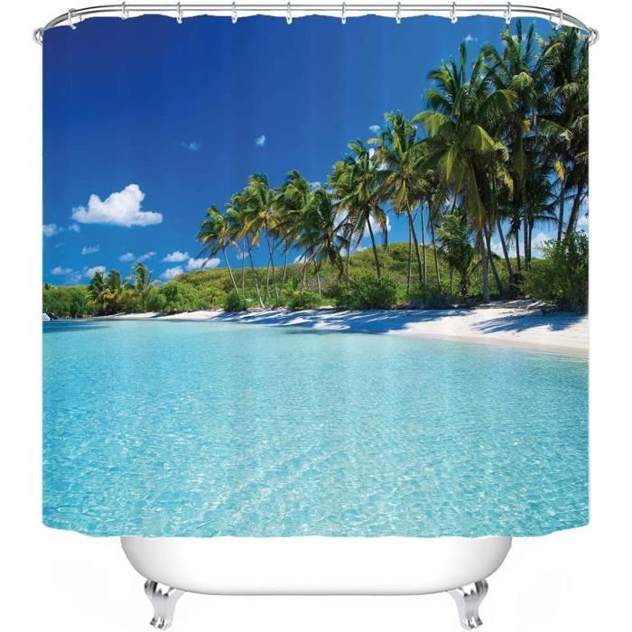 Rideau De Douche Wellness Stone 120x200 Cm - Textile Imperméable Avec Anneaux - Ekershop
