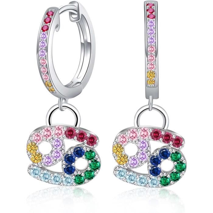 Boucles d'Oreilles Femme Boucles D'oreilles Colorées Zircon