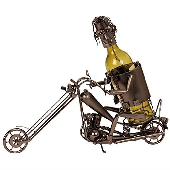 Mel-O-Design Porte-Bouteille de vin Moderne motorcycliste en métal Hauteur 36,5 cm Largeur 47 cm 