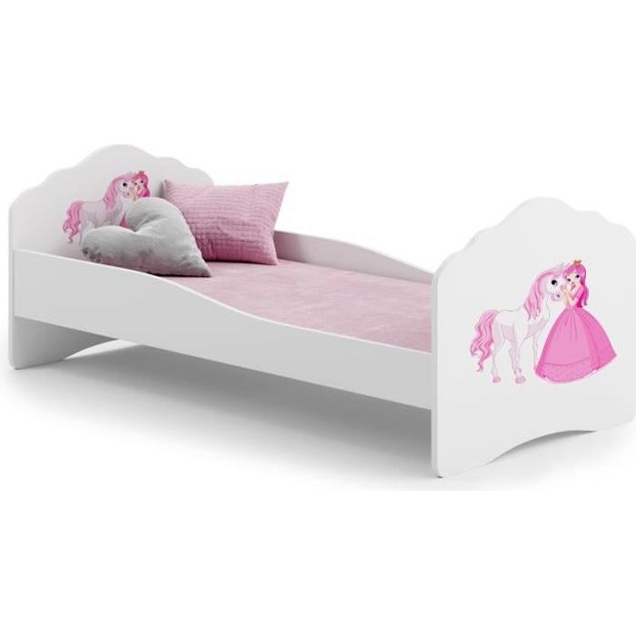 Lit Enfant Princesse Avec Le Cheval 140x70cm Sommier Matelas Cdiscount Maison