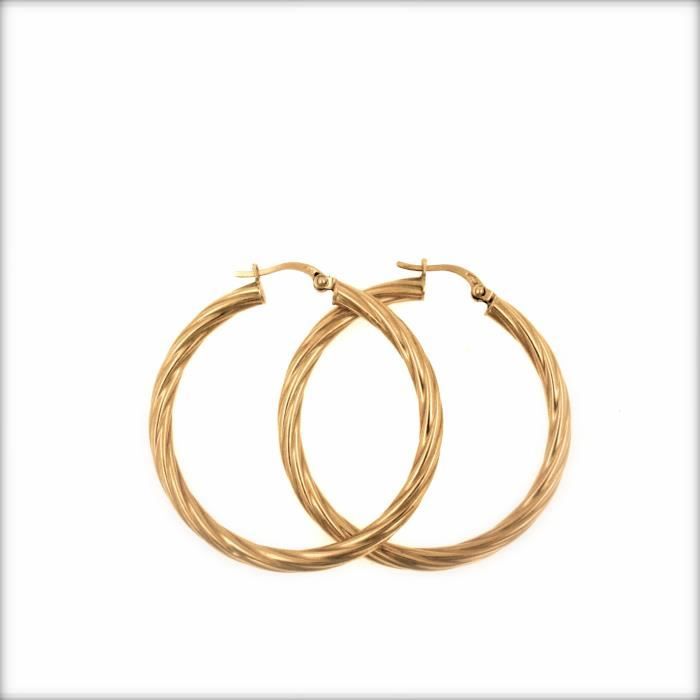 Boucles D'oreilles Créoles Torsadées Plaqué Or 18k - 6 Cm - Bijouxia - Neuf Avec étiquettes