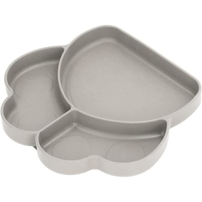 BBLUV - Assiette Et Cuillère Bébé En Silicone Anti-renversement - 4 Compartiments, Ventouse Forte - Sans BPA, Lave-vaisselle