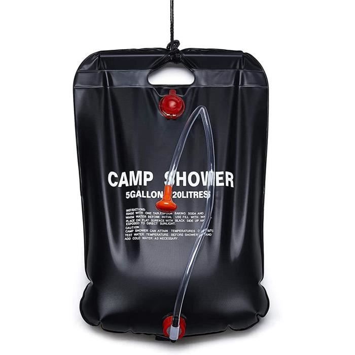 Tadomoe Douche Solaire 20L Camping Avec Pompe 2000mAh - Douche Portable Chauffante Pour Randonnée, Plage Et Extérieur Avec Sac Et Buse