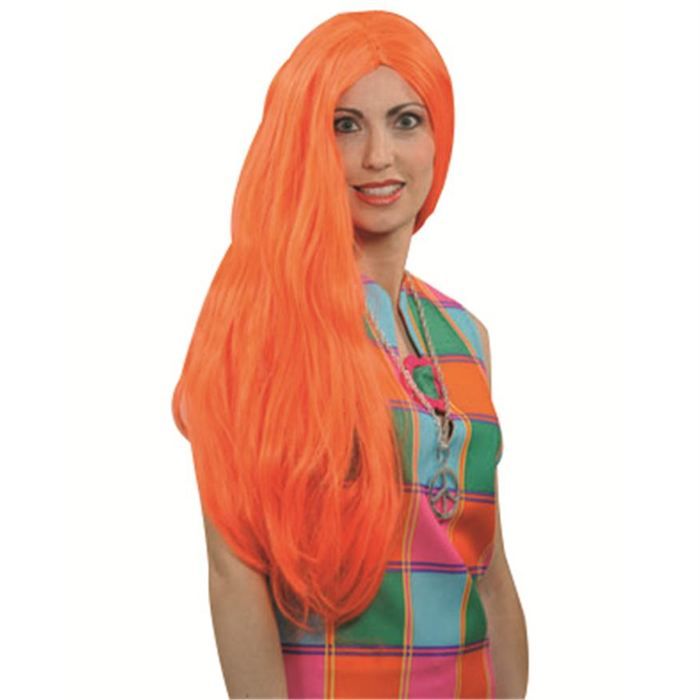 perruque orange longue