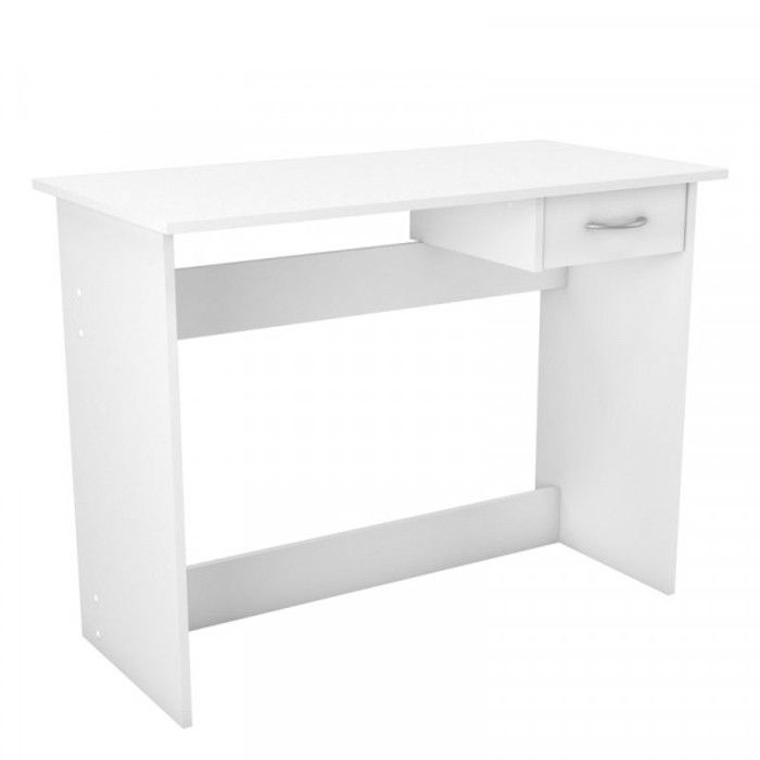 Bureau 1 tiroir Blanc - OSCAR - Blanc - Bois - L 100 x l 50 x H 76.5 cm - Bureau