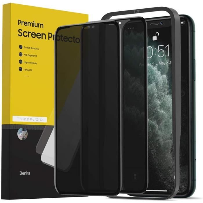 Verre Trempé Anti Espion iPhone Xs Max11 Pro Max [2 Pièces] Privacy