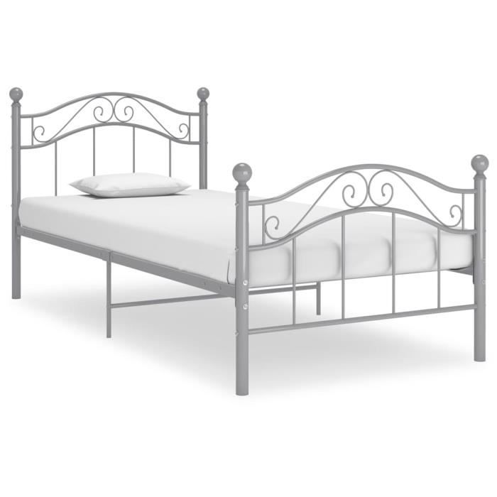 73858EUROPE® NEW Cadre de lit Adulte UNIQUE & Classic Beds: 90 x 200 cmLit Couche Gris Métal 90 x 200 cm & 1 personnes