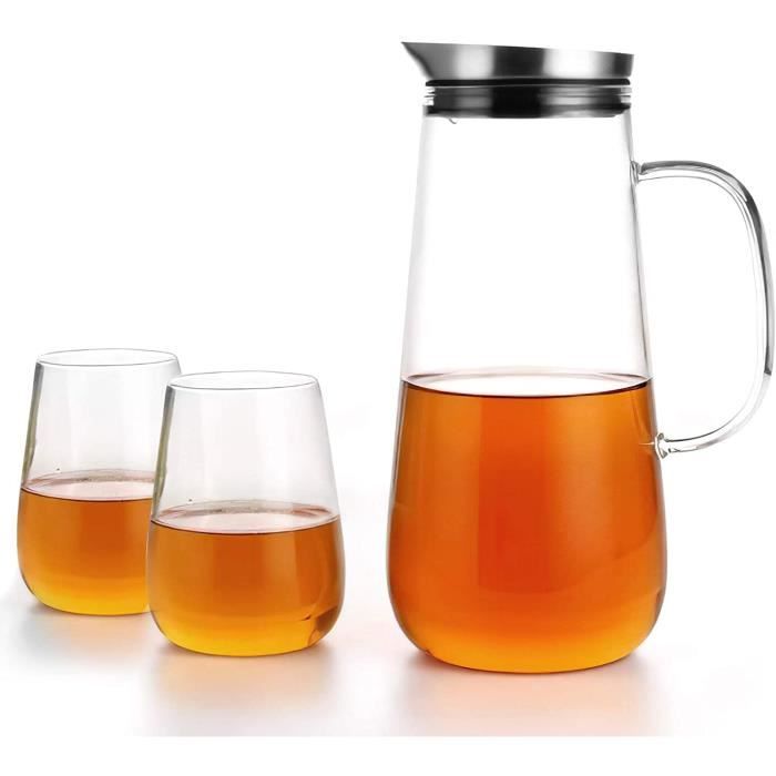 Carafe En Verre Borosilicate 1,8L Ecooe Avec Couvercle Inox - Pichet Pour Eau, Thé, Lait, Résistant à La Chaleur - 11