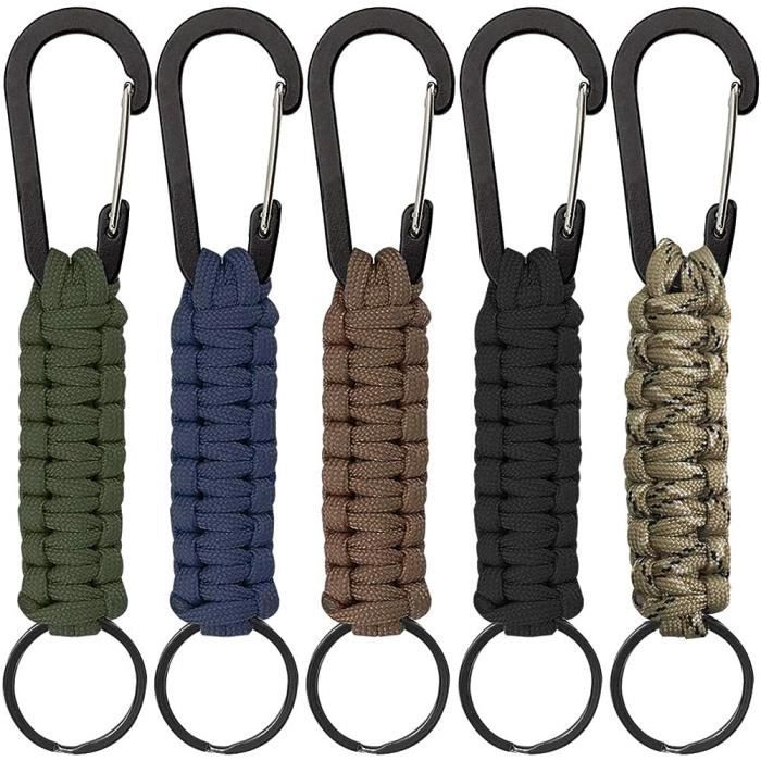 Porte-Clés Paracorde UBRAVE Avec Mousqueton - Corde Tressée Résistante - Pour Camping, Randonnée, Survival