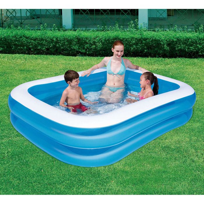 Piscine Familiale Bestway Deluxe 305x183x56 Cm - 3 Boudins, Structure I-Beam - Rectangulaire, Décor Poissons