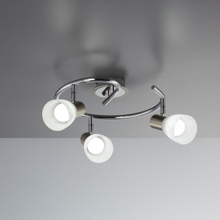 Plafonnier LED spots en verre luminaire salon orientable E14 métal verre éclairage plafond 3 spots