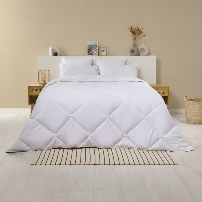 Couette Très Chaude Hivernale Gonflante 240x260cm - Enveloppe 100% coton - BLEU CALIN