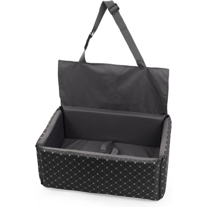 Meilleurs prix pour Siège auto pour chien, siège auto pour chat, siège de transport, noir, XL 80 x 60 x 25 cm, cuir artificiel imitation daim avec motif