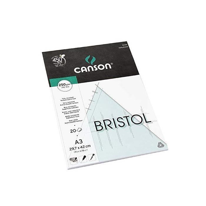CANSON Bloc Bristol, A4, 250 g/m2, blanc