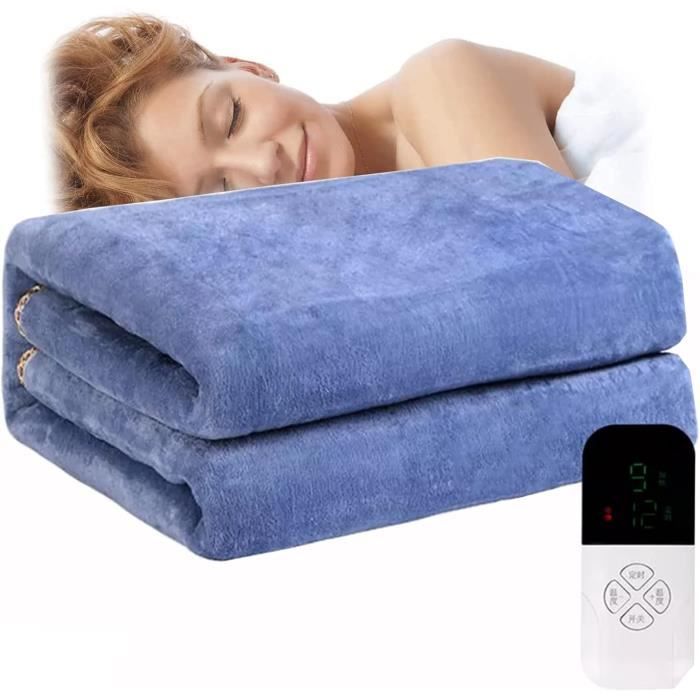 Couverture Chauffante électrique 200x180 Cm - 6 Niveaux, Minuterie 1-10h, Lavable En Machine