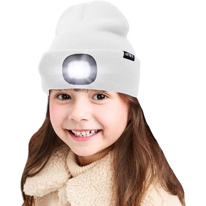 Bonnet LED Enfant Rechargeable USB - Lumière Frontale - Hiver Chaud Et Lumineux