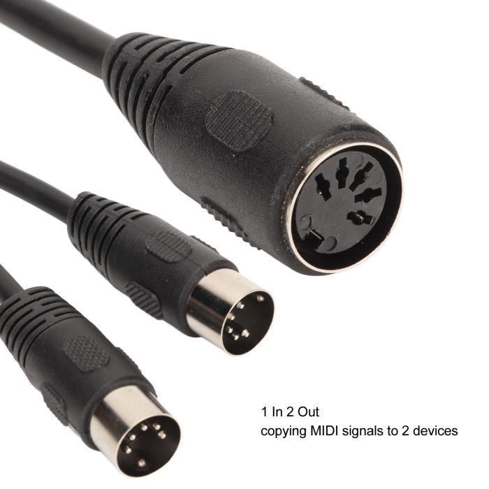 Câble MIDI DIN 5 Broches Vers Jack 6,35mm Coudé - Adaptateur Audio Stéréo 1.5m