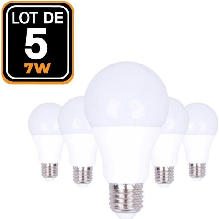 Ampoules LED E27 7W 2700K par Lot de 5 Haute Luminosité Cdiscount Maison