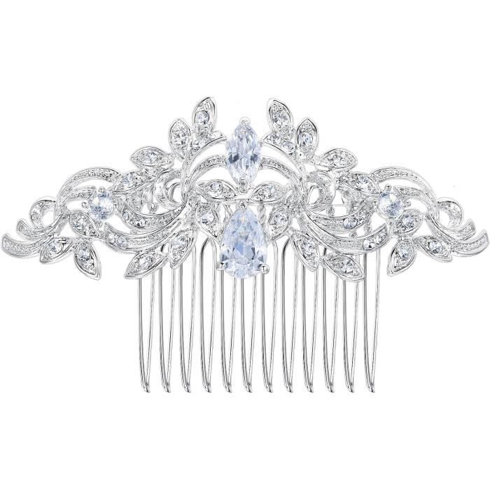 EVER FAITH® - Cristal Invierno Copo De Nieve Peine De Pelo ClipTono