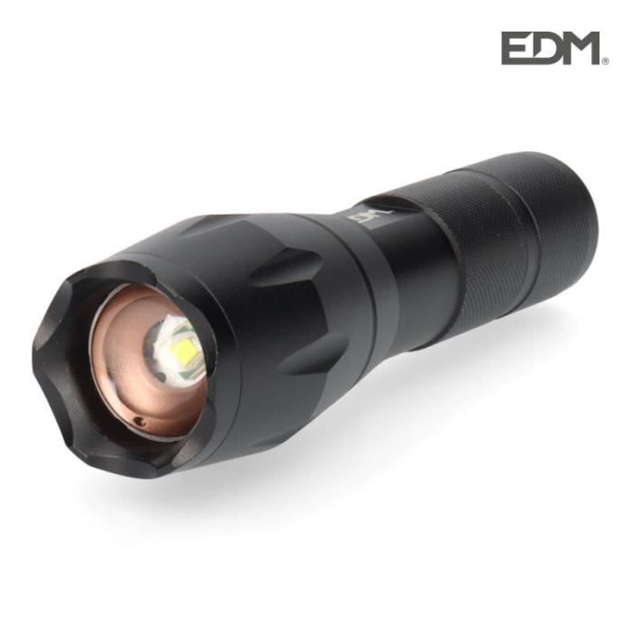 Lampe de poche en aluminium avec zoom - GREENICE - E3-36398 - 1 LED Cree Xml T6 - Noir - Extérieur - Piles Lampe de poche en aluminium avec zoom - GREENICE - E3-36398 - 1 LED Cree Xml T6 - Noir - Extérieur - Piles
