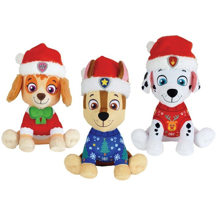 Lot de 3 Peluches PatPatrouille – Chase, Stella et Marcus Version Noël