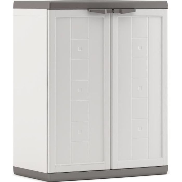 de Rangement en Résine Blanc-gris Keter KETER Armoire Basse JOLLY 