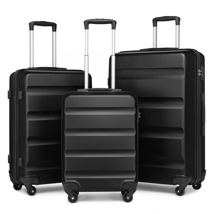 Kono Lot De 3 Valises Rigides Extensibles ABS & PC - 55/65/75 Cm Avec Roues Silencieuses Et Serrures TSA - Rose (37L/63L/95L)