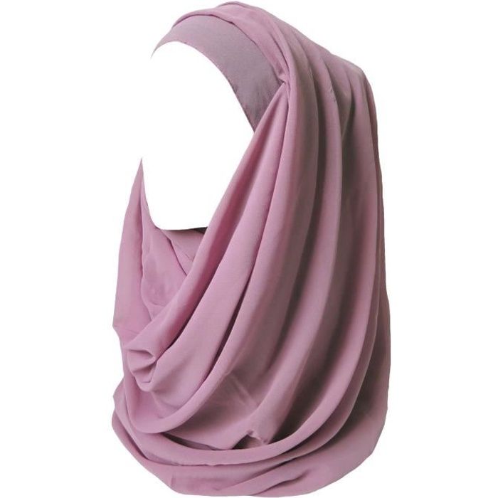 Maxi Hijab pour Femmes Foulard Écharpe Turban Châle Islamique, Mousseline Rectangle (Vieux Rose)
