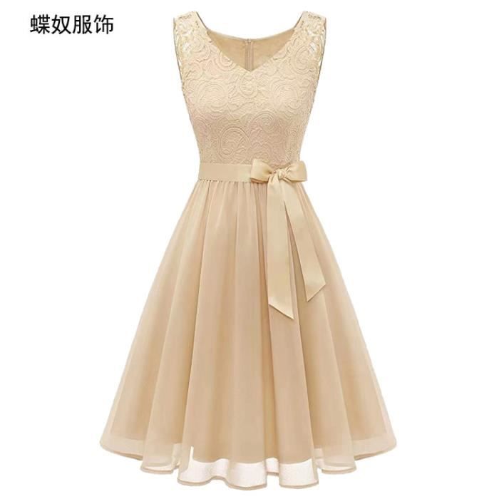 Robe Femme - GOGUQ - Mi-longue Sans manches Mousseline Dentelle ...