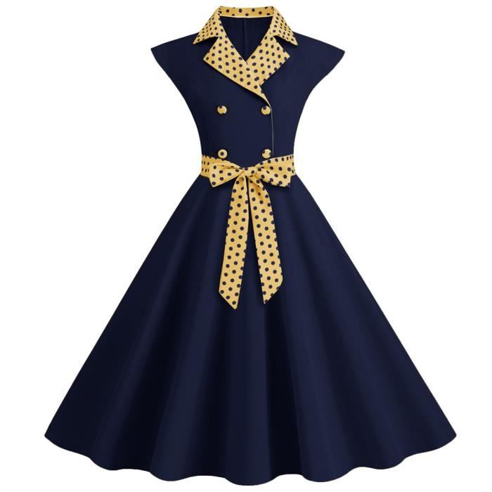 Robe Vintage Retro Annees 1950 50 60 Style Casual Habillee Cyan Clair Femmes Cyan clair Cdiscount Pret a Porter