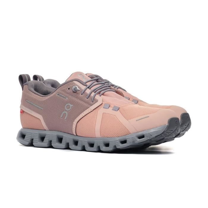 chaussures running on cloud 5 waterproof - femme/adulte - beige - drop 10mm - régulier