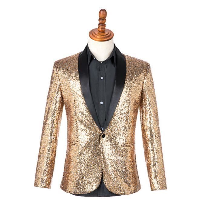 Veste homme revers de Marque veste bicolore a paillettes Veste de performance chanteur Veste de mode Costume Vetement Masculin Jaune Cdiscount Pret a Porter