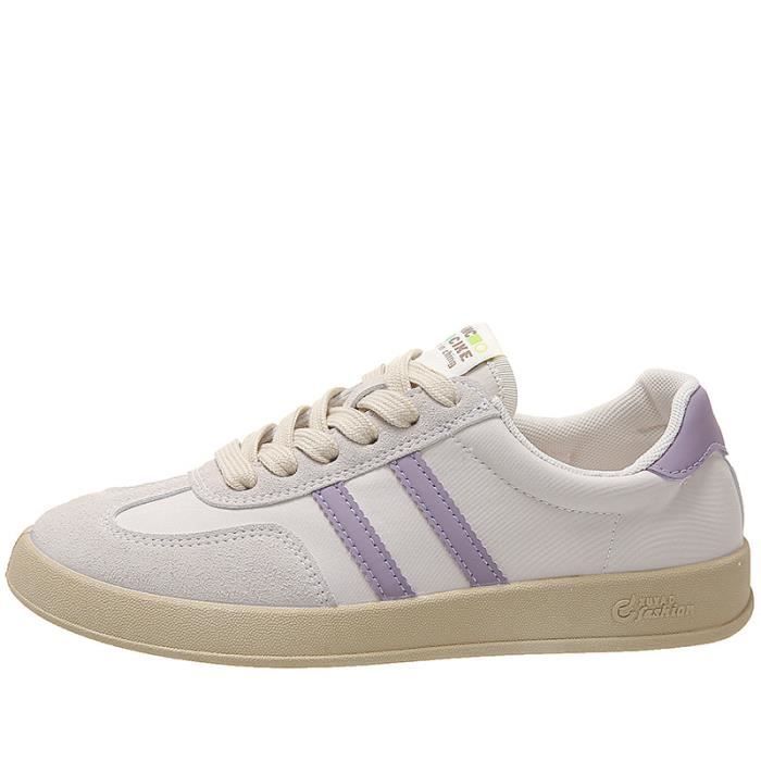 INSFITY Basket Sneakers Femme INSFITY - Violet - Confortable et Antidérapante en Cuir