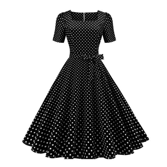 Vintage Robe De Soirée Cocktail Rétro Style Manches Courtes,noir Noir Cdiscount PrêtàPorter