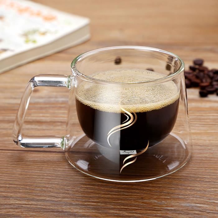Tasse à café isolée tasses à café en verre à double paroi avec