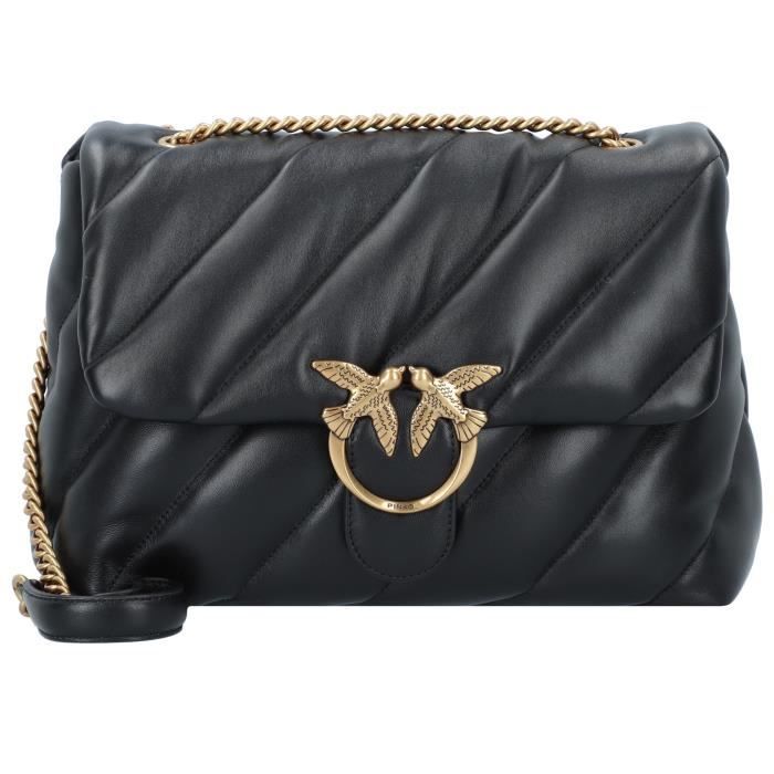 Sac à bandoulière PINKO Love en cuir 31 cm - Jaune - Femme - Bride à bouton - Lisse