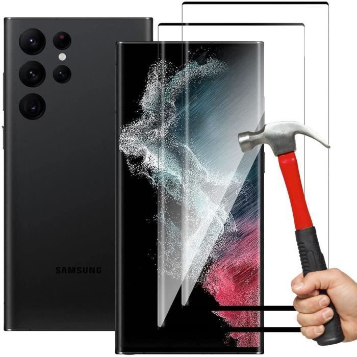 Verre Trempé pour Samsung Galaxy S22 Ultra [Lot 2] Intégral Protecteur  d'écran Bord Noir