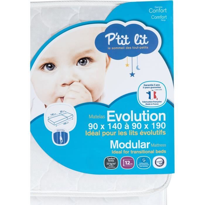 P Tit Lit Matelas Bebe Evolutif Anti Acariens Fabrication Francaise 90 X 140 50 Cm Cdiscount Puericulture Eveil Bebe