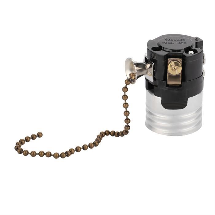 Support De Lampe E27 Vintage En Aluminium - Interrupteur à Chaînette - Pour Lampe De Bureau, Salon, Bar - Design Rétro